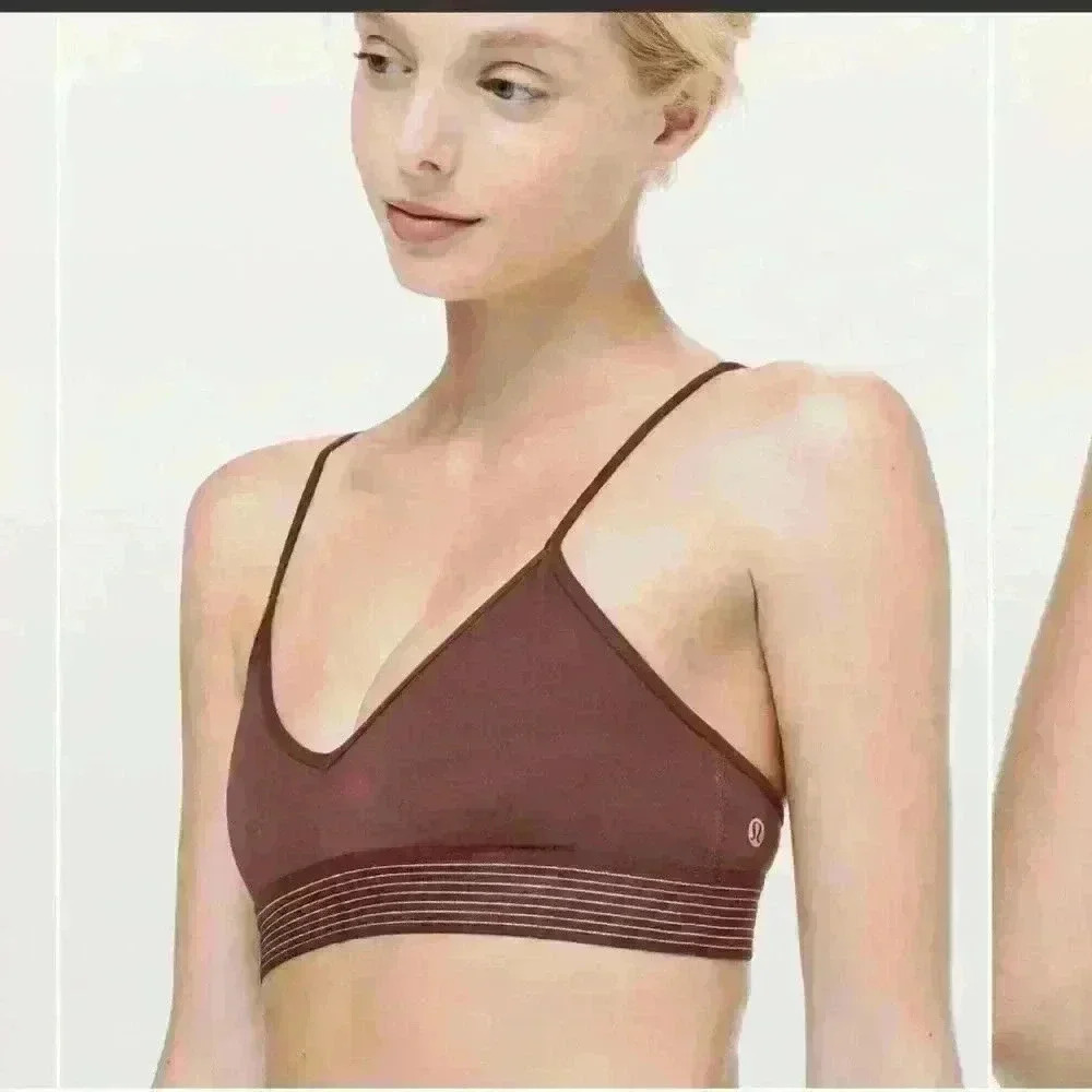 Lululemon Principal Dancer Golden Lining Bralette bra size 0 
Midnight Maroon